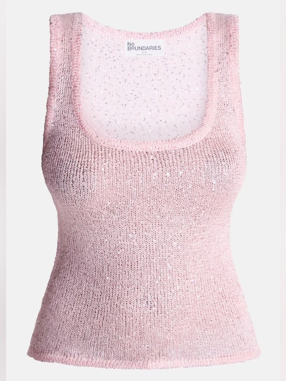 No Boundaries Light Pink Sparkle Knit Scoop Neck Tank Size M